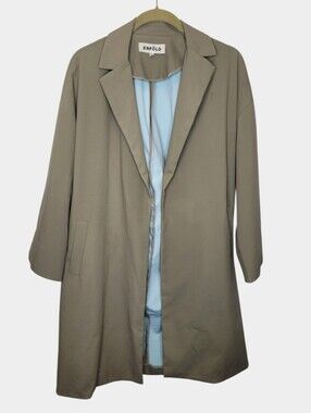 Enfold Open Front Trench Jacket 38 Khaki